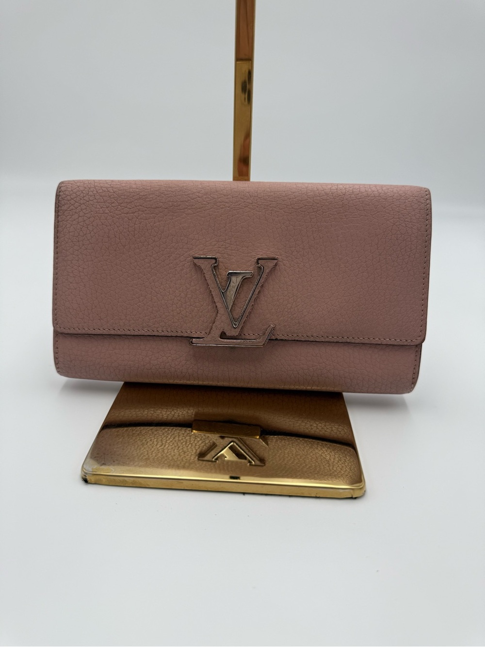 Louis Vuitton Dusty Rose Leather V Flap Wallet